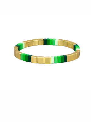 TIGER TREE Tile Bracelet - Greens & Gold Square BRACELET - Zabecca Living