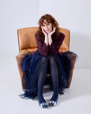 TIGHTOLOGY Aran Cashmere Blend Tights – Navy TIGHTS - Zabecca Living