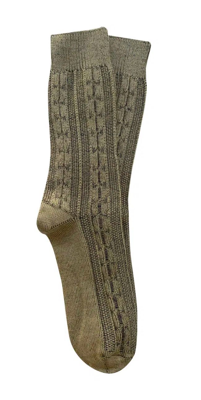 TIGHTOLOGY Chunky Cable Merino Wool Socks - Khaki Socks - Zabecca Living