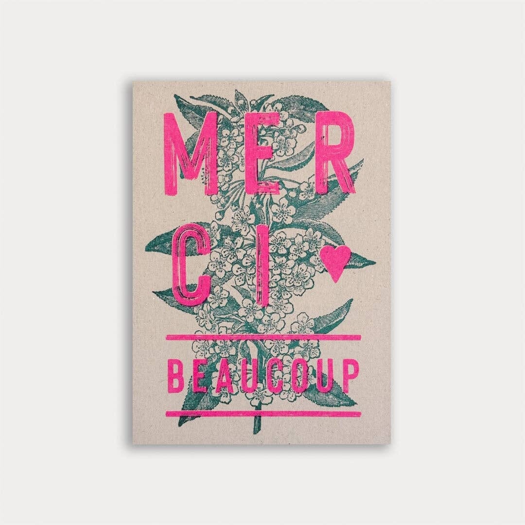 TOGETHERY Greeting Postcard - Merci Beaucoup greeting card - Zabecca Living