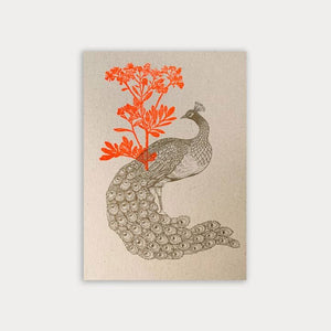 TOGETHERY Greeting Postcard - Peacock with Flower greeting card - Zabecca Living