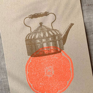 TOGETHERY Greeting Postcard - Teapot with Orange greeting card - Zabecca Living
