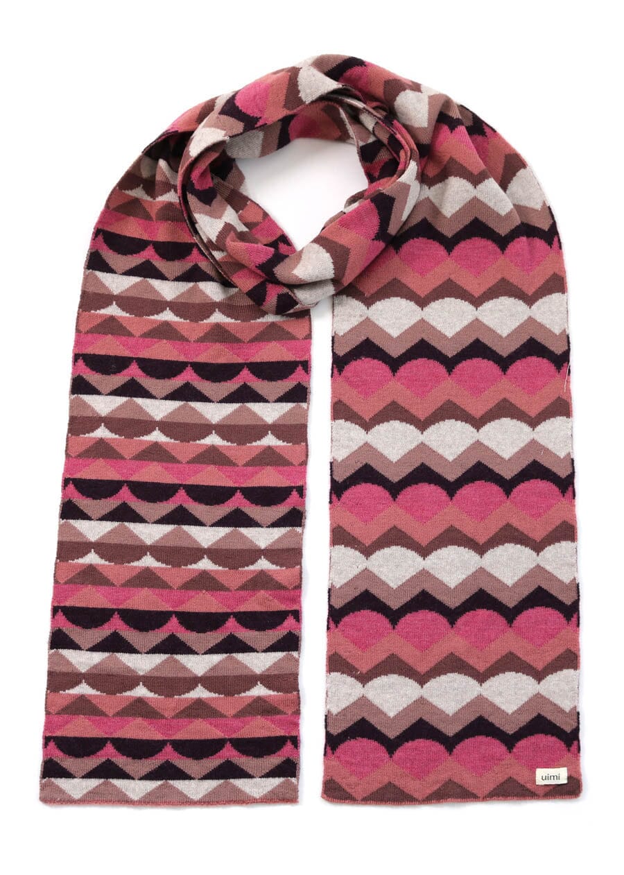 UIMI Marlo Geometric Merino Scarf - Rasberry scarf - Zabecca Living