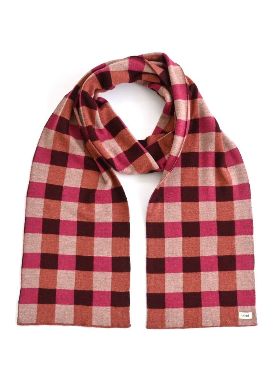 UIMI Picnic Check Merino Scarf - Magenta scarf - Zabecca Living