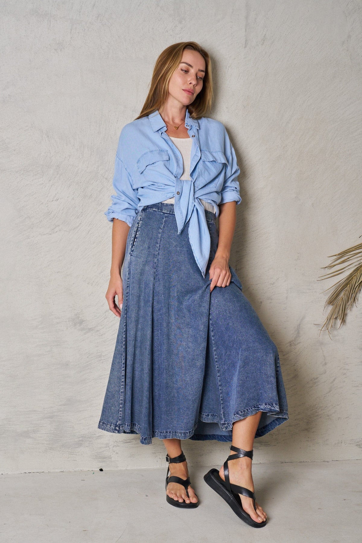 VALERIA LABEL Hamish Denim Shirt - Blue Shirts & Blouses - Zabecca Living