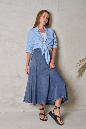 VALERIA LABEL Hamish Denim Shirt - Blue Shirts & Blouses - Zabecca Living