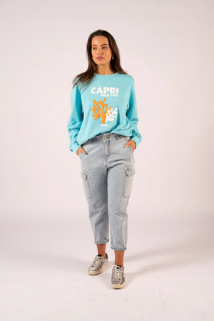 WE ARE THE OTHERS Chelsea Vintage Sweat - Soft Aqua Capri SWEATER - Zabecca Living