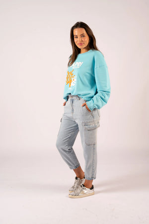 WE ARE THE OTHERS Chelsea Vintage Sweat - Soft Aqua Capri SWEATER - Zabecca Living