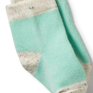 WILSON AND FRENCHY Organic 3 Pack Baby Socks - Mint Green/Cactus/Smoke Blue BABY CLOTHING - Zabecca Living