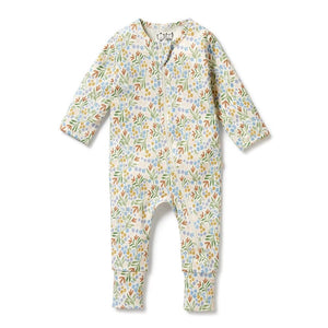 WILSON AND FRENCHY Zip Suit with Feet - Tinker Floral BABY CLOTHING - Zabecca Living
