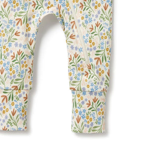 WILSON AND FRENCHY Zip Suit with Feet - Tinker Floral BABY CLOTHING - Zabecca Living