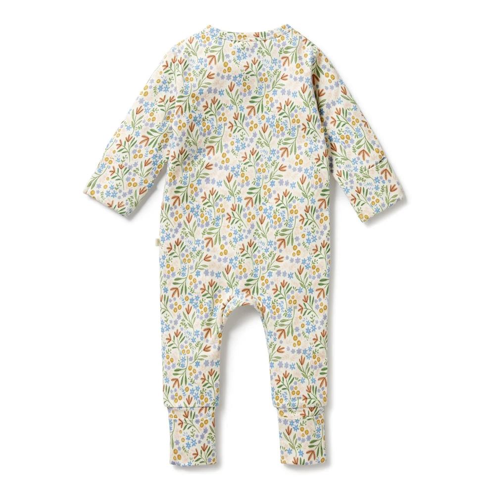 WILSON AND FRENCHY Zip Suit with Feet - Tinker Floral BABY CLOTHING - Zabecca Living