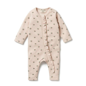 WILSON & FRENCHY Emily Floral Organic Waffle Ruffle Zipsuit - Emily Floral BABY CLOTHING - Zabecca Living