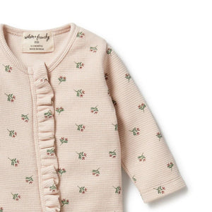 WILSON & FRENCHY Emily Floral Organic Waffle Ruffle Zipsuit - Emily Floral BABY CLOTHING - Zabecca Living
