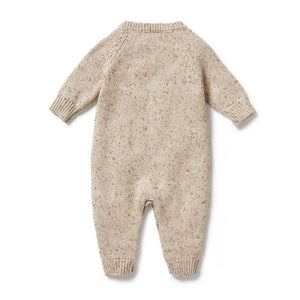 WILSON & FRENCHY Fleck Knitted Cable Growsuit - Almond Fleck BABY CLOTHING - Zabecca Living