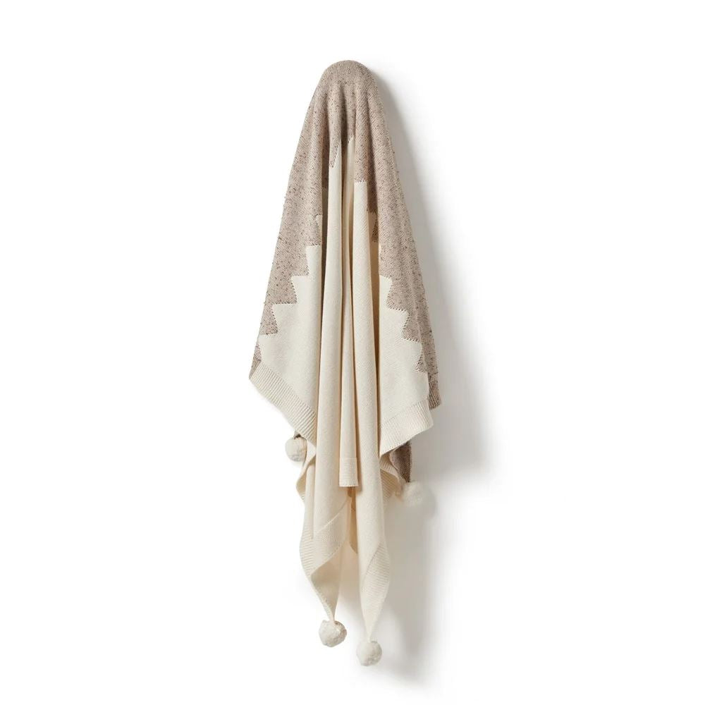 WILSON & FRENCHY Fleck Knitted Jacquard Blanket - Almond Fleck BABY BLANKET - Zabecca Living