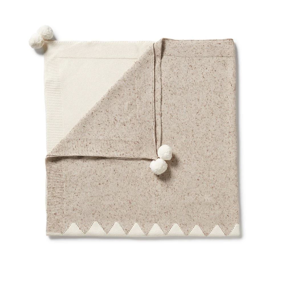 WILSON & FRENCHY Fleck Knitted Jacquard Blanket - Almond Fleck BABY BLANKET - Zabecca Living