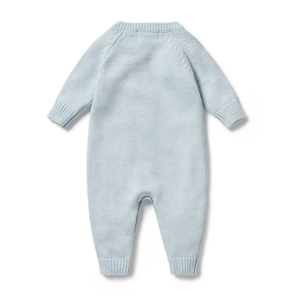 WILSON & FRENCHY Knitted Cable Growsuit - Bluebell BABY CLOTHING - Zabecca Living
