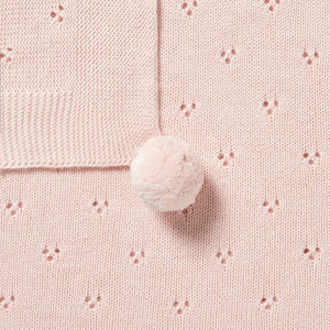 WILSON & FRENCHY Knitted Pointelle Blanket - Pink BABY BLANKET - Zabecca Living