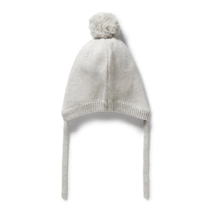 WILSON & FRENCHY Organic Knitted Bear Hat - Grey Melange Baby Hat - Zabecca Living