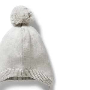 WILSON & FRENCHY Organic Knitted Bear Hat - Grey Melange Baby Hat - Zabecca Living