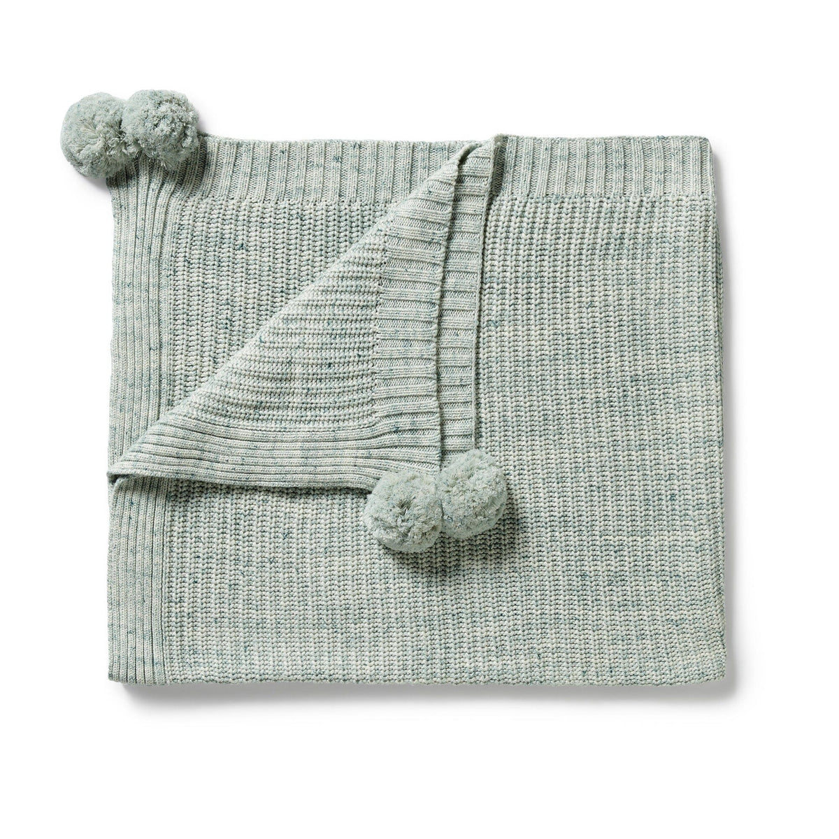 WILSON & FRENCHY Organic Knitted Blanket - Moss Speckle BABY BLANKET - Zabecca Living
