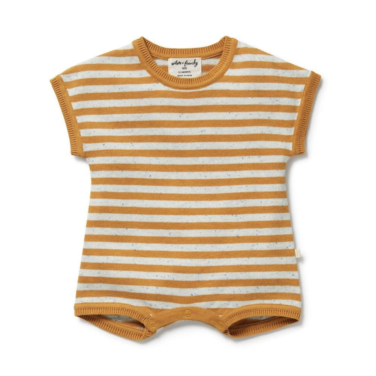 WILSON & FRENCHY Organic Knitted Growsuit - Golden Wave Stripe Toddler Clothing - Zabecca Living