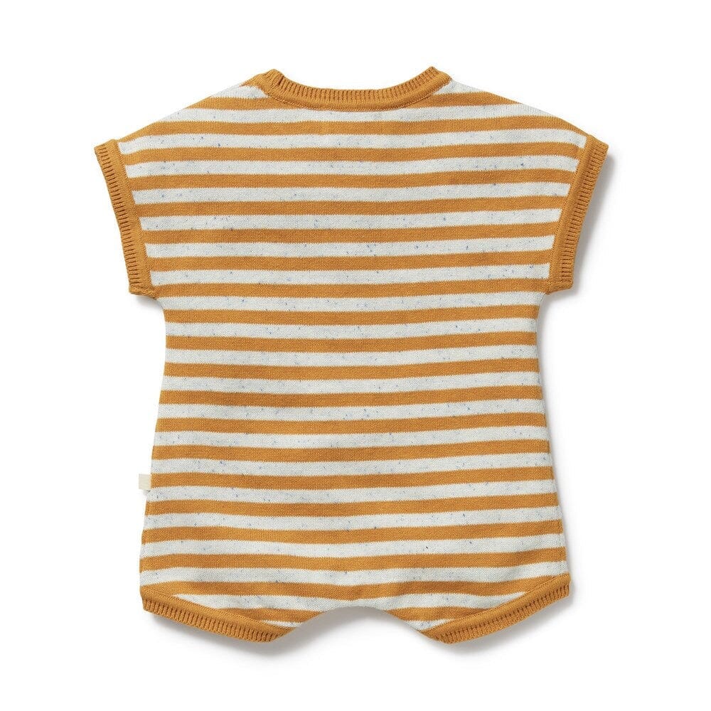 WILSON & FRENCHY Organic Knitted Growsuit - Golden Wave Stripe Toddler Clothing - Zabecca Living