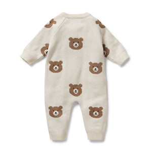 WILSON & FRENCHY Organic Knitted Jacquard Growsuit - Beary Cute BABY CLOTHING - Zabecca Living