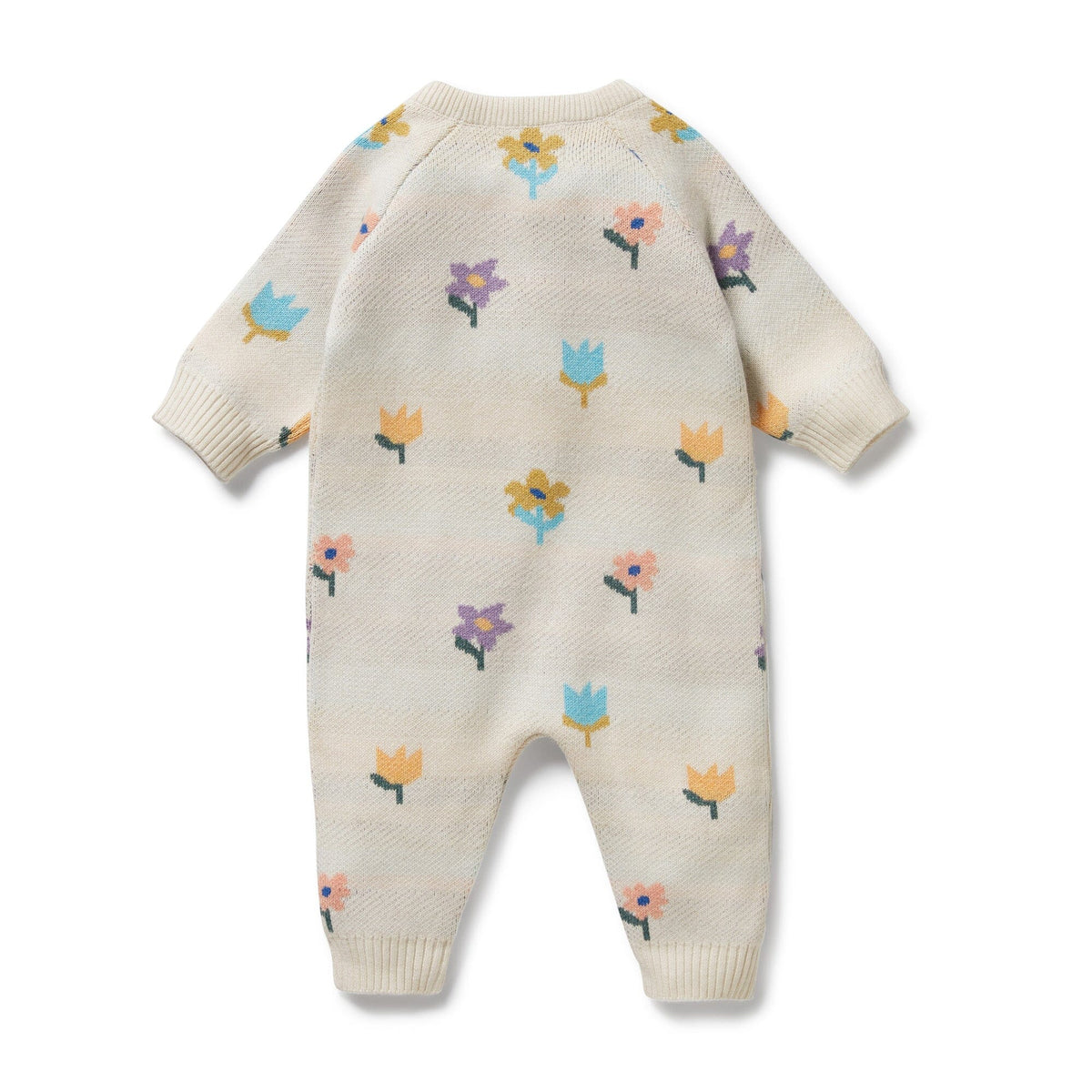 WILSON & FRENCHY Organic Knitted Jacquard Growsuit - Flower Pop BABY CLOTHING - Zabecca Living