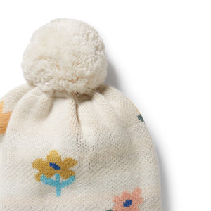 WILSON & FRENCHY Organic Knitted Jacquard Hat - Flower Pop KIDS HAT - Zabecca Living