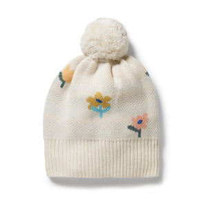 WILSON & FRENCHY Organic Knitted Jacquard Hat - Flower Pop KIDS HAT - Zabecca Living