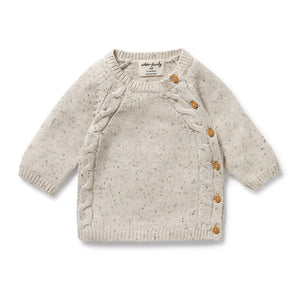 WILSON & FRENCHY Organic Knitted Kimono Cardigan - Cookie and Cream BABY CLOTHING - Zabecca Living