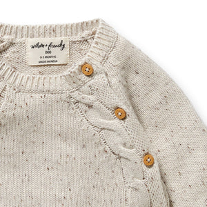 WILSON & FRENCHY Organic Knitted Kimono Cardigan - Cookie and Cream BABY CLOTHING - Zabecca Living