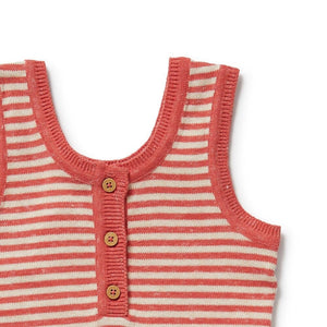 WILSON & FRENCHY Organic Knitted Stripe Playsuit - Strawberry Swirl Toddler Clothing - Zabecca Living