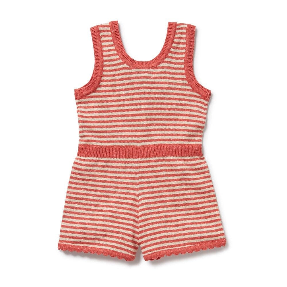 WILSON & FRENCHY Organic Knitted Stripe Playsuit - Strawberry Swirl Toddler Clothing - Zabecca Living