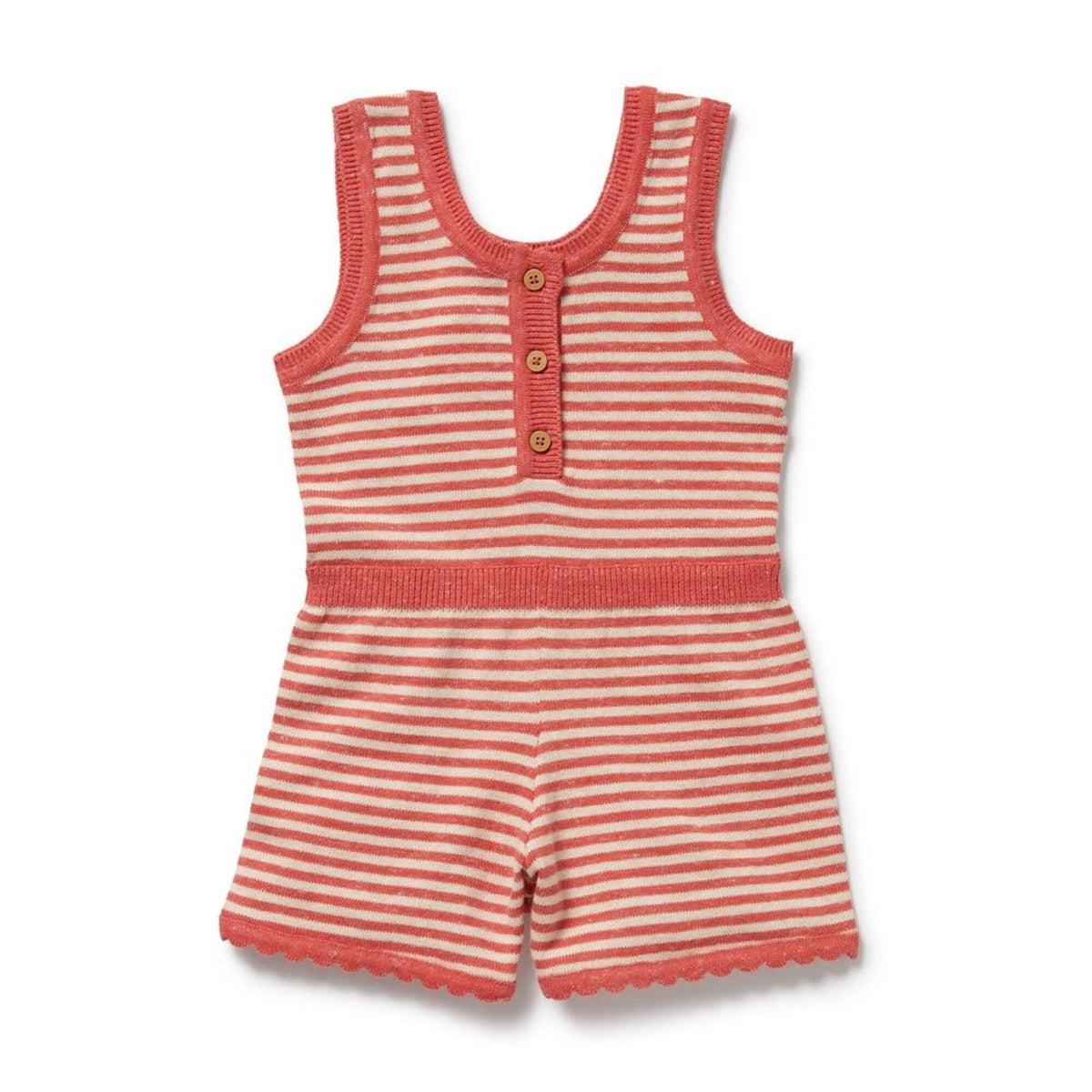 WILSON & FRENCHY Organic Knitted Stripe Playsuit - Strawberry Swirl Toddler Clothing - Zabecca Living