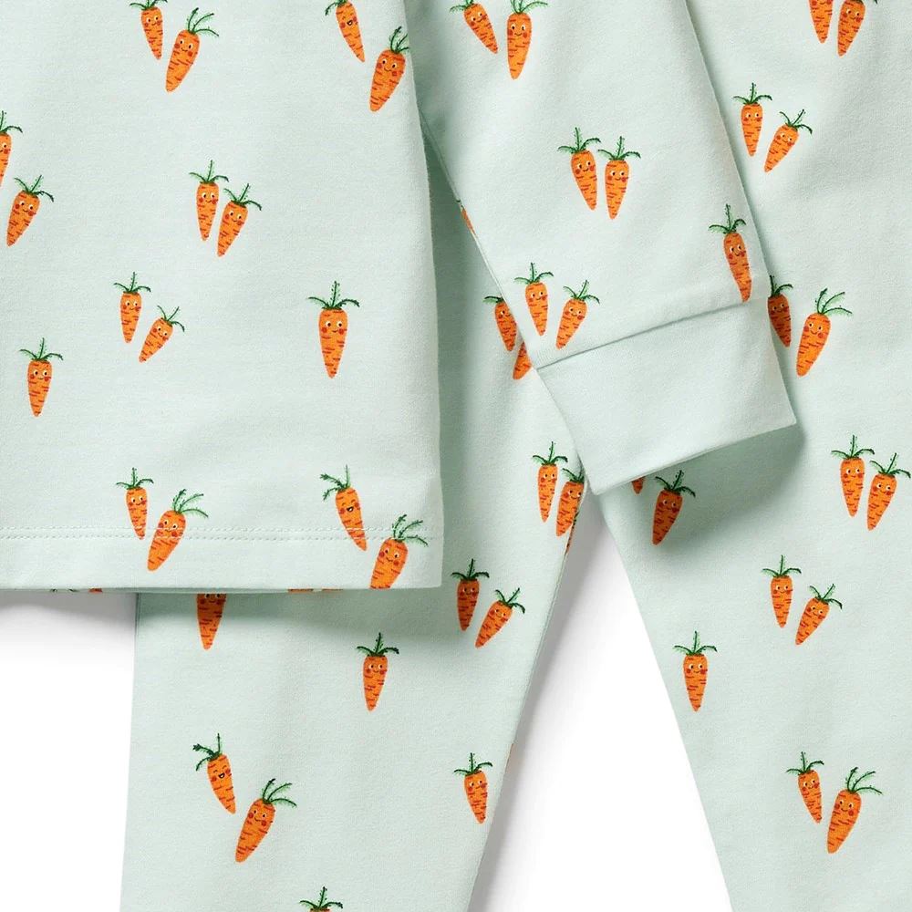 WILSON & FRENCHY Organic Long Sleeve Pyjamas - Cute Carrots BABY CLOTHING - Zabecca Living