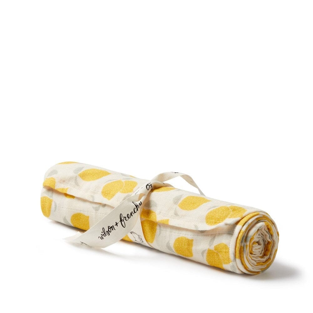 WILSON & FRENCHY Organic Muslin - Lemon Drop BABY BLANKET - Zabecca Living