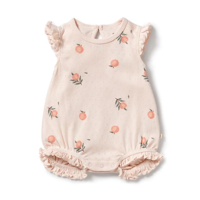 WILSON & FRENCHY Organic Pointelle Growsuit - Peaches BABY CLOTHING - Zabecca Living