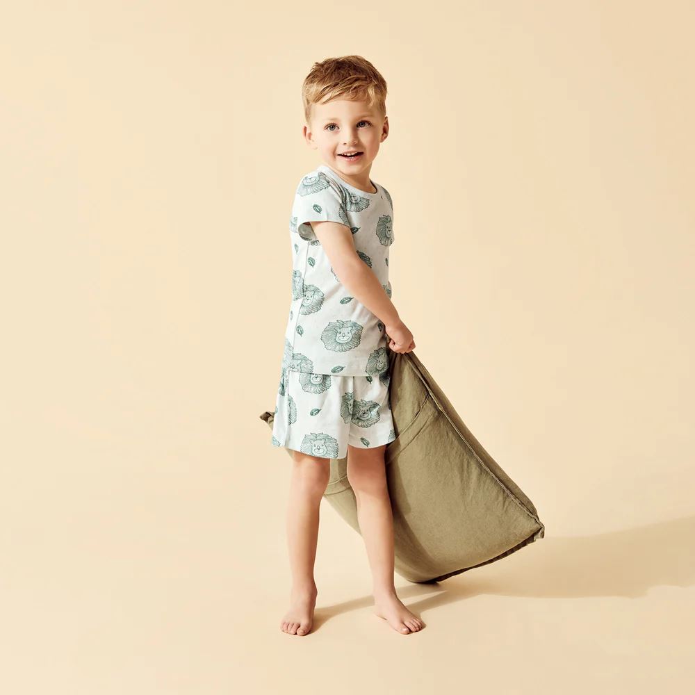 WILSON & FRENCHY Organic Pointelle Short Sleeve Pyjamas - Little Lion BABY CLOTHING - Zabecca Living