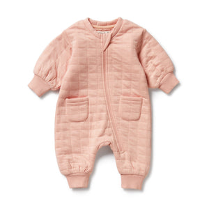 WILSON & FRENCHY Organic Quilted Growsuit - Pretty Pink BABY CLOTHING - Zabecca Living