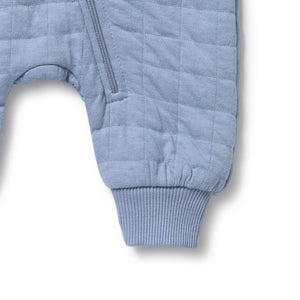 WILSON & FRENCHY Organic Quilted Growsuit - Sky Blue BABY CLOTHING - Zabecca Living