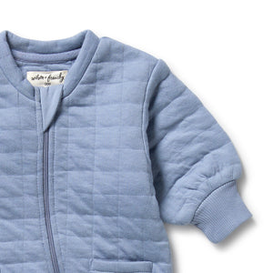 WILSON & FRENCHY Organic Quilted Growsuit - Sky Blue BABY CLOTHING - Zabecca Living