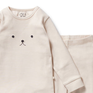 WILSON & FRENCHY Organic Rib Long Sleeved Pyjamas - Dusty Rose Kids Pyjamas - Zabecca Living