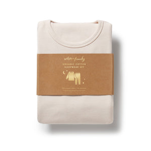 WILSON & FRENCHY Organic Rib Long Sleeved Pyjamas - Dusty Rose Kids Pyjamas - Zabecca Living