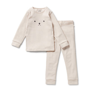 WILSON & FRENCHY Organic Rib Long Sleeved Pyjamas - Dusty Rose Kids Pyjamas - Zabecca Living