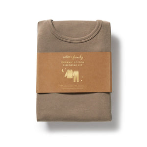WILSON & FRENCHY Organic Rib Long Sleeved Pyjamas - Walnut Kids Pyjamas - Zabecca Living