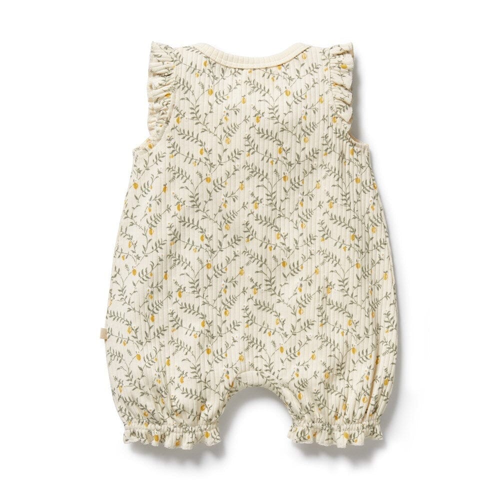 WILSON & FRENCHY Organic Ruffle Zipsuit - Lemon Leaf Toddler Clothing - Zabecca Living