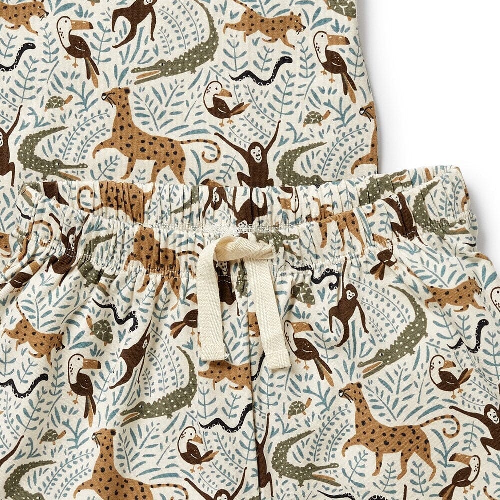 WILSON & FRENCHY Organic Short Sleeved Pyjamas - Mini Jungle Toddler Clothing - Zabecca Living